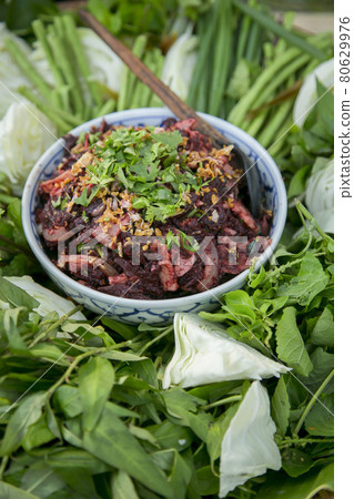 Thai food, spicy minced pork salad (Larb Moo) Thai food, spicy minced pork salad (Larb Moo) 80629976