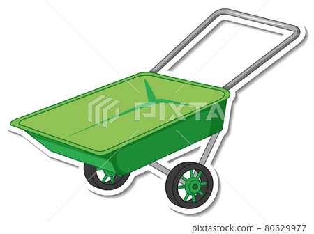 Sticker green wheelbarrow on white background Sticker green wheelbarrow on white background 80629977