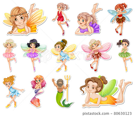 Collection Of Beautiful Fairy Stickers Stock Illustration