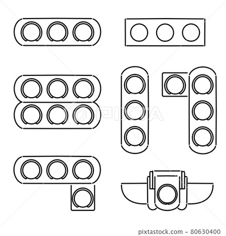 Traffic light collection for automobiles Line art 80630400