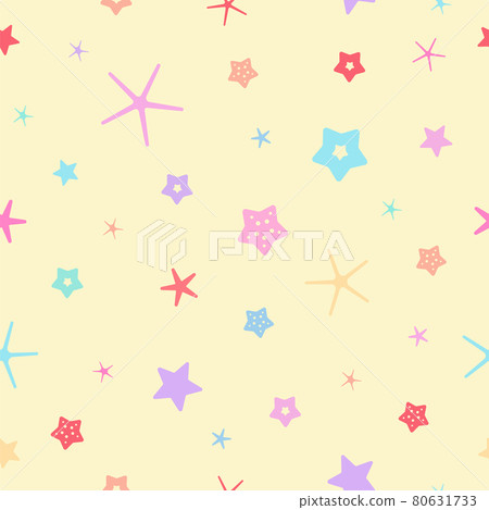 Vector seamless seashells pattern. Simple sand pattern with seashells and starfish. Starfish and seashells in random position on a yellow sand seamless background pattern. blue, pink, purple seashells Vector seamless seashells pattern. Simple sand pattern with seashells and starfish. Starfish and seashells in random position on a yellow sand seamless background pattern. blue, pink, purple seashells 80631733