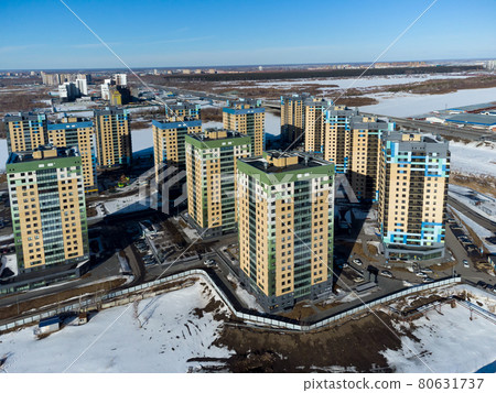 Bird eye view on sleeping neighborhood. Tyumen. Russia 80631737