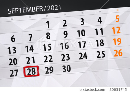 Calendar planner for the month september 2021, deadline day, 28, tuesday 80631745