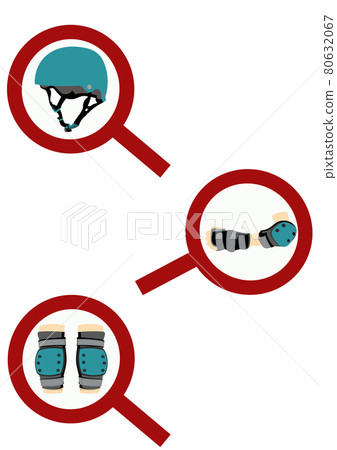 Illustration material: Helmet and protector set (blue) used for bicycles and skate boats Illustration material: Helmet and protector set (blue) used for bicycles and skate boats 80632067