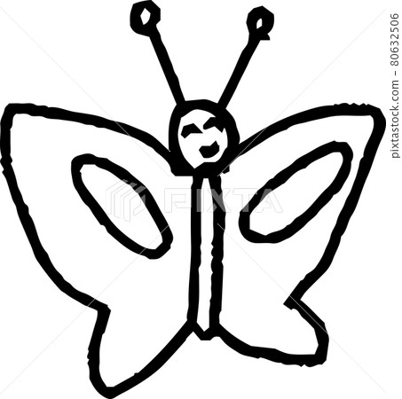 孩子畫的可愛蝴蝶塗鴉 80632506