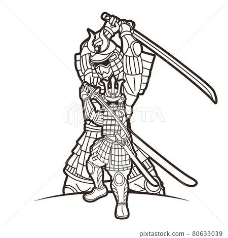 Samurai Warrior with Weapon Ronin Action Ready to Fight Cartoon Graphic Vector Samurai Warrior with Weapon Ronin Action Ready to Fight Cartoon Graphic Vector 80633039