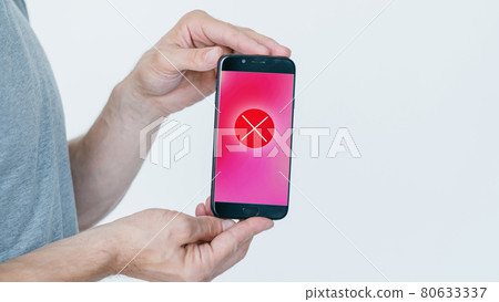 mobile fraud scam alert user hands phone warning mobile fraud scam alert user hands phone warning 80633337