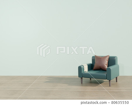leather sofa in the room. 3D rendering 80635550