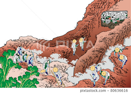Katsushika Hokusai 圖像人攀登明亮的版本白色背景 80636616
