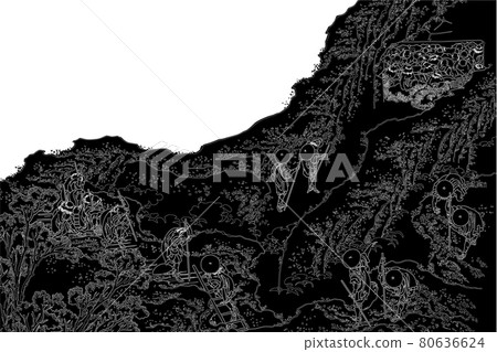 Katsushika Hokusai 圖像人攀爬線倒置白色背景 80636624