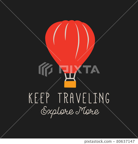 Vector logo of hot air balloon on black background 80637147