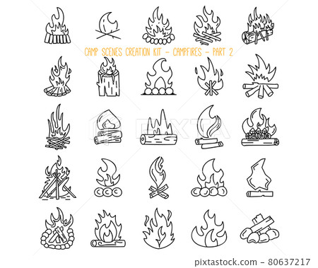 Set of various campfire icons. Part 2 80637217