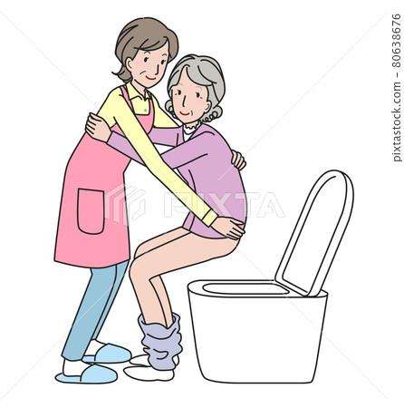 中老年婦女協助老年婦女排便 80638676