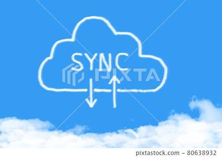 concept cloud SYNC shape on blue sky 80638932