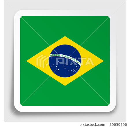 flag Republic of Brazil icon on paper square sticker with shadow. Button for mobile application or web. Vector 80639596