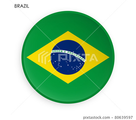 Republic of Brazil flag icon in modern neomorphism style. Button for mobile application or web. Vector on white background 80639597