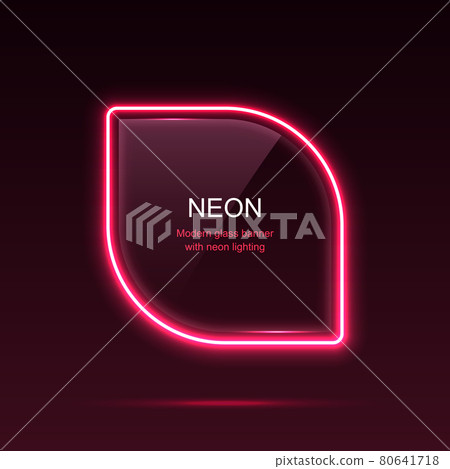 Geometric neon light with rounded edges. Glass banner 80641718