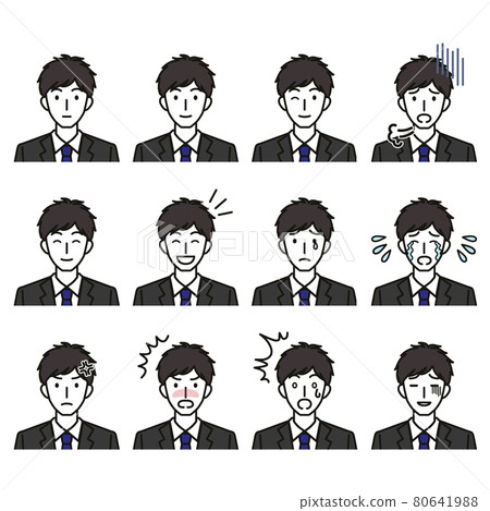 Various facial expressions of men in suits 80641988