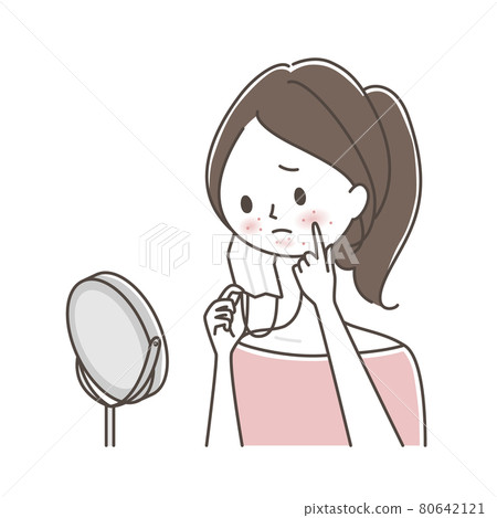 A woman suffering from a mask rash A woman suffering from a mask rash 80642121