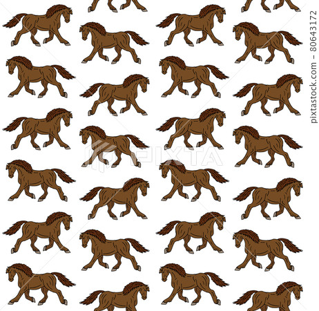 Vector seamless pattern of colored draft horse 80643172