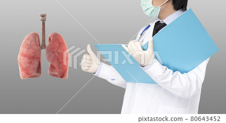 doctor make like symbol to lung 80643452