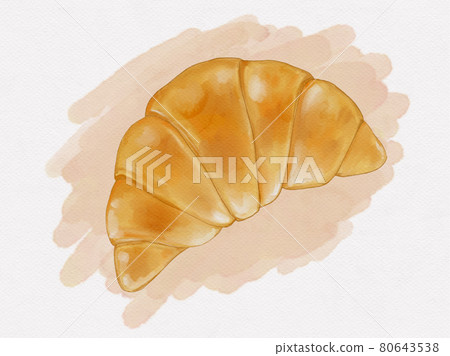 Watercolor painted breakfast croissant Watercolor painted breakfast croissant 80643538