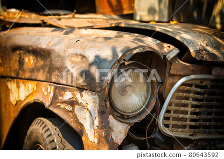 Closeup view of old rusty car Closeup view of old rusty car 80643592