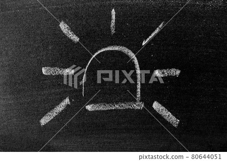 White color chalk handdrwaing in siren with light shape on blackboard background White color chalk handdrwaing in siren with light shape on blackboard background 80644051