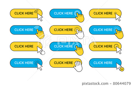 Click here buttons. Web ui navigation elements arrows hand click pointers garish vector collection set isolated Click here buttons. Web ui navigation elements arrows hand click pointers garish vector collection set isolated 80644079