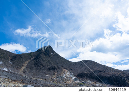 Withered mountain surface and blue sky 80644319