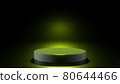 3D rendering stand podium on black background with green light 80644466