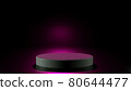3D rendering stand podium on black background with pink backlight 80644477