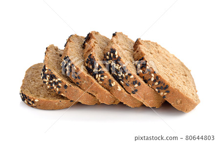 Sliced homemade brown bread isolated on white background 80644803