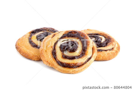 Close up danish pastry isolated on white background 80644804