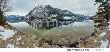 Alpine winter lake view Alpine winter lake view 80644992