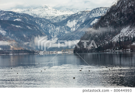 Alpine winter lake view Alpine winter lake view 80644993