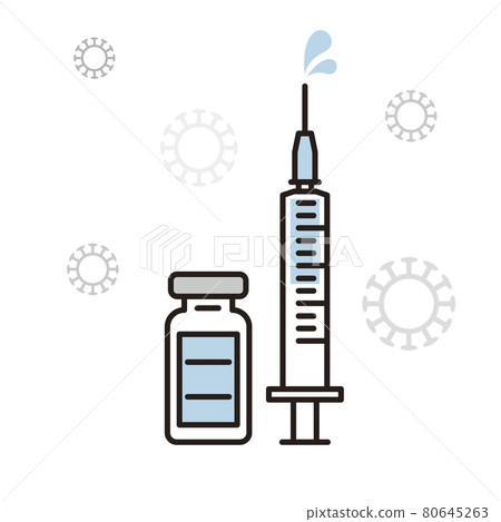 疫苗瓶和注射器的簡單說明矢量圖 疫苗瓶和注射器的簡單說明矢量圖 80645263