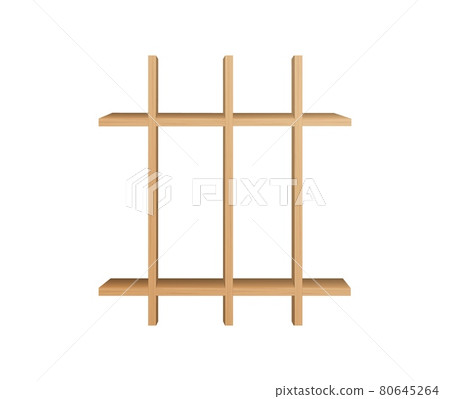 Wooden cross shaped shelves template. Brown empty shelving with partitions for indoor plants Wooden cross shaped shelves template. Brown empty shelving with partitions for indoor plants 80645264