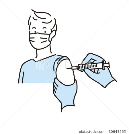 簡單說明:一個年輕人服用新冠疫苗 簡單說明:一個年輕人服用新冠疫苗 80645265