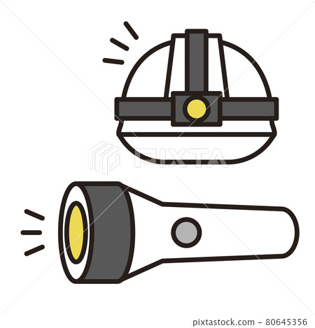 Simple illustration vector illustration of helmet, headlight and flashlight 80645356