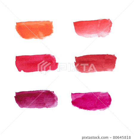 Red watercolor brush strokes on white. color sample 80645818