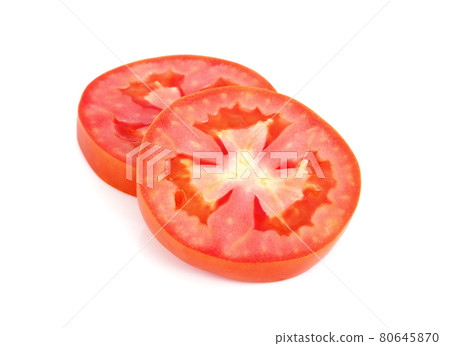 Tomato sliced isolated on white background Tomato sliced isolated on white background 80645870