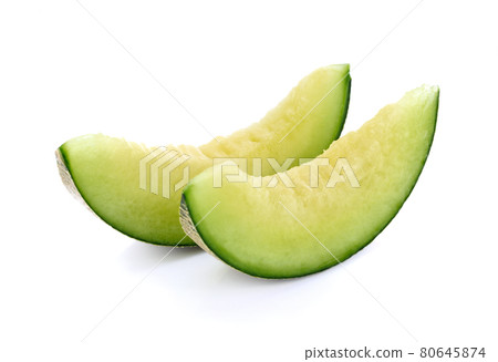 sliced cantaloupe melon isolated on white background sliced cantaloupe melon isolated on white background 80645874