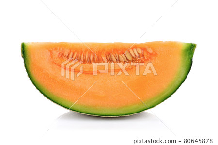 sliced cantaloupe melon isolated on white background sliced cantaloupe melon isolated on white background 80645878