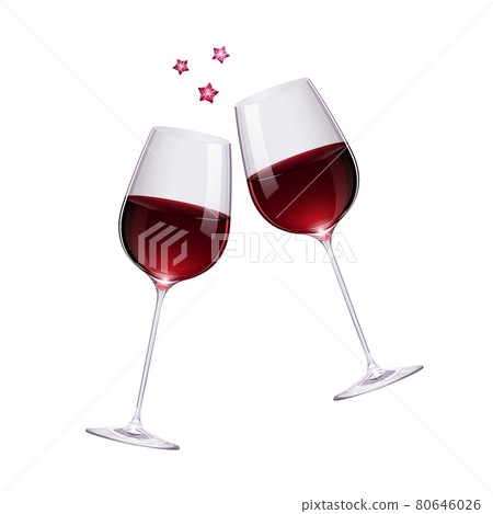 Illustration _ star toasting with a glass of realistic red wine Illustration _ star toasting with a glass of realistic red wine 80646026