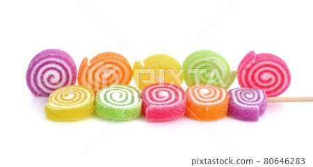Jelly sweet, flavor fruit, candy dessert colorful on white background 80646283