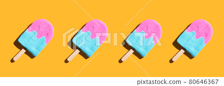 Pink and blue popsicles with shadow 80646367