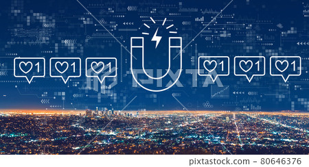 Get more likes concept with downtown Los Angeles 80646376