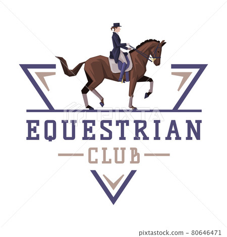 Equestrian Club Logo Design, Horse with Jockey,... - Stock Illustration ...