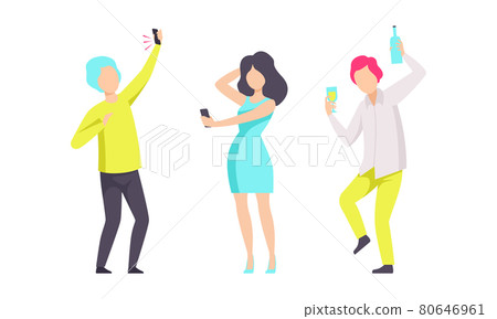 People Dancing and Drinking at Party, Young Man and Woman in Fashionable Outfit Having Fun at Nightclub Flat Vector Illustration People Dancing and Drinking at Party, Young Man and Woman in Fashionable Outfit Having Fun at Nightclub Flat Vector Illustration 80646961